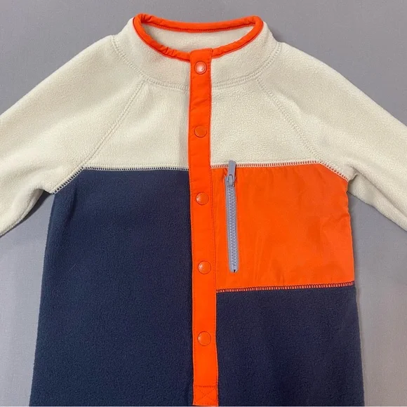 Old Navy Microfleece Button-Front Color-Block One-Piece for Baby - 12-18 Months - Picture 5 of 14